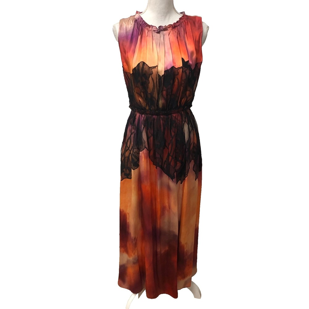 Jason Wu Collection Silk Dress Womens 6 Red Orange Lace Sleeveless Cocktail